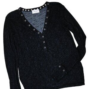 Kayce Crystals Women's Black LS Top